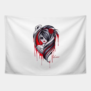 crow gothic girl Tapestry