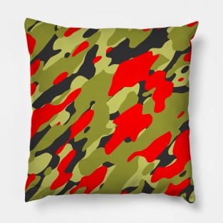 Olive Red Camouflage Pillow