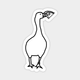 Funny Goose Steals Pizza Minimal Line Drawing Magnet