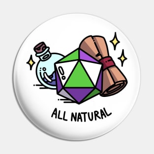 All Natural Genderqueer DnD D20 Pin