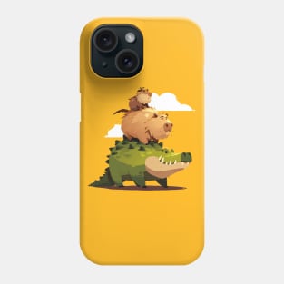 capybara ride crocodile Phone Case