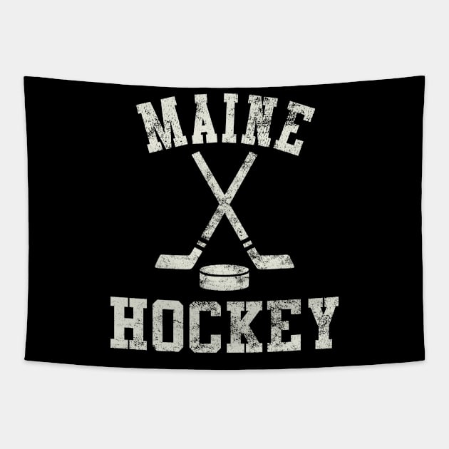 Vintage Maine Hockey Tapestry by tropicalteesshop