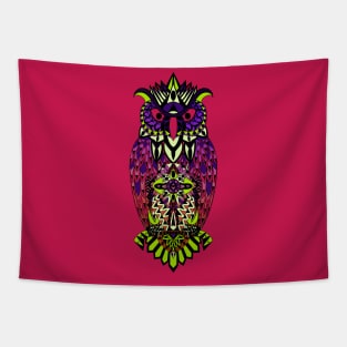 magical owl in boho style pattern ecopop Tapestry