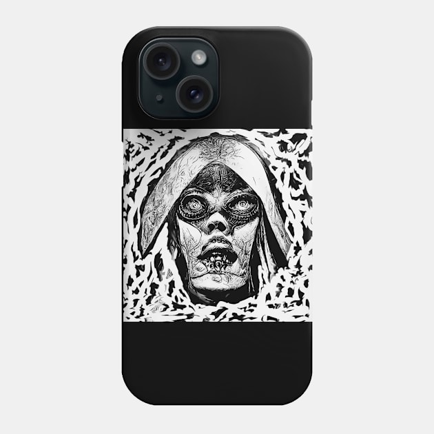 abstract face, scary woman, metal woman Phone Case by Greenmillion