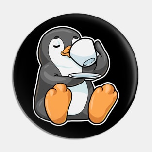 Penguin with Cup of Coffee Pin