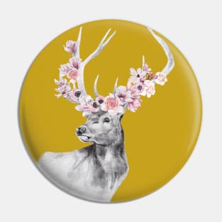 A Buck Watercolor Portrait Pin