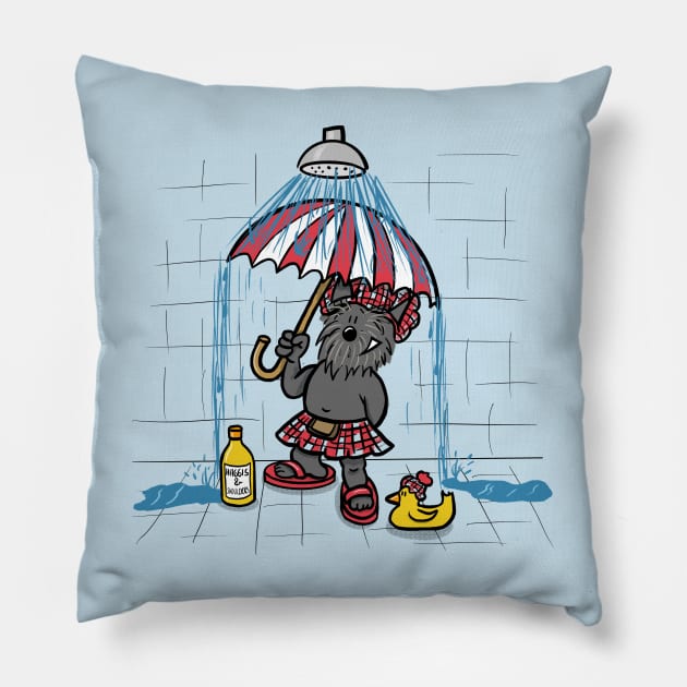 Real Scotties Dinnae Take Nae Showers! Pillow by Hallo Molly