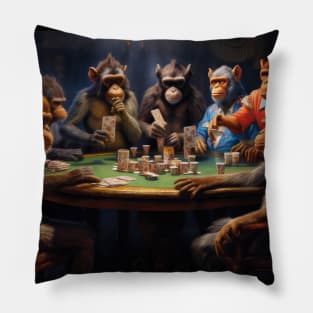 Monkey's Gambit: High-Stakes Poker with Serious Monkeys Pillow