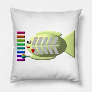 X-Ray Fish Playing a Xylophone Pillow