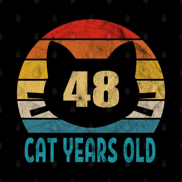 48 Cat Years Old Retro Style 8th Birthday Gift Cat Lovers by Blink_Imprints10