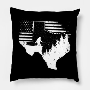 Texas Bigfoot American Flag Pillow