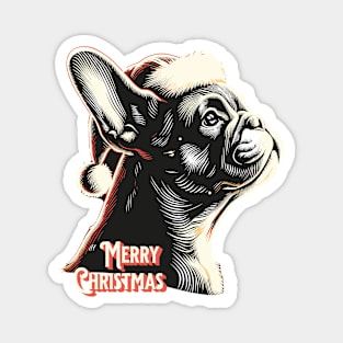 Print design christmas french bulldog with santa hat backlight Magnet