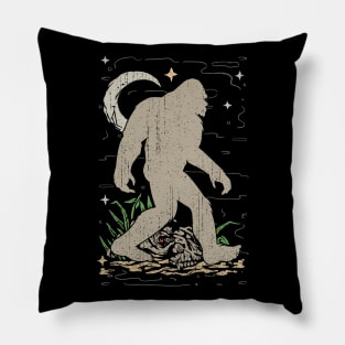 Bigfoot Silhouette Retro Pillow