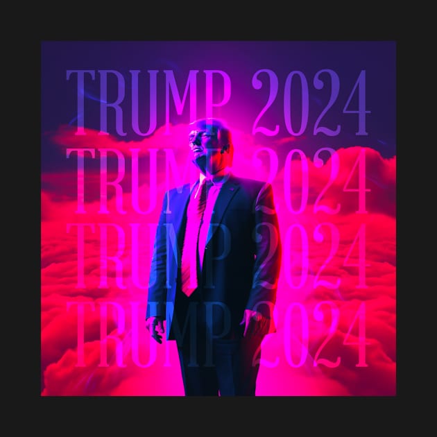 Vaporwave Retrowave Synthwave Donald Trump 2024 President Election Republican Conservative by bullquacky