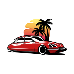 Red Citroen DS Palms Sunset T-Shirt