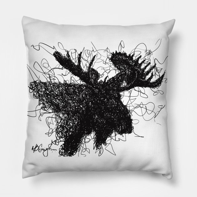 Moose Sketch Pillow by CunninghamWatercolors