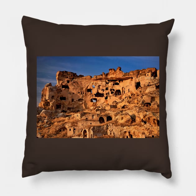 The old troglodyte settlement of Cavusin- Cappadocia Pillow by Cretense72