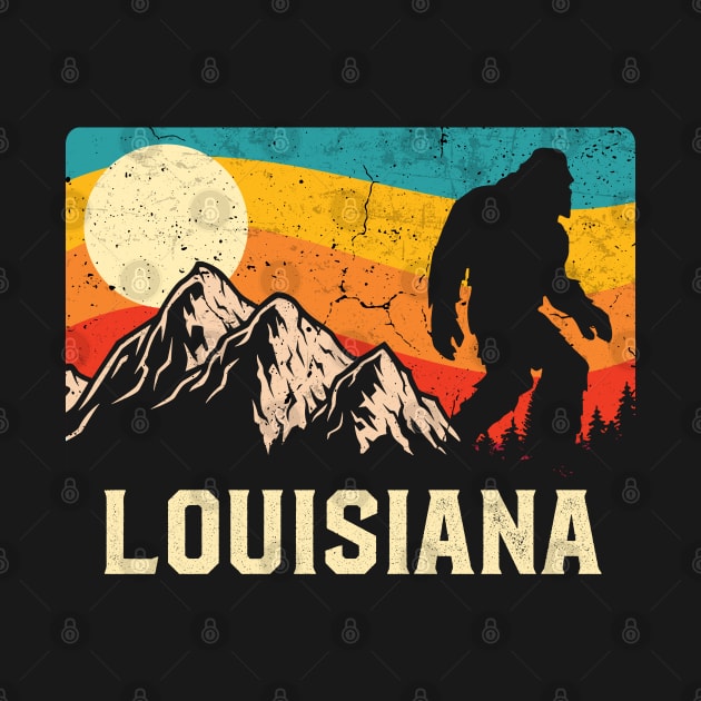 Louisiana Bigfoot Sasquatch Mountains Retro Hiking by TheBeardComic