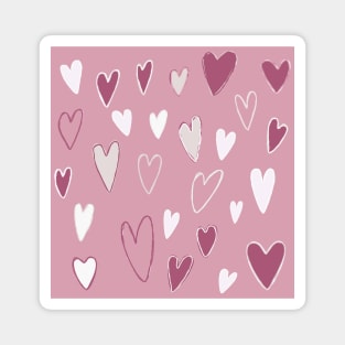 Cute Hand Drawn Hearts Pink White Magnet