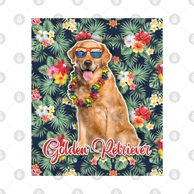 Golden Retriever Summer Funky Hawaiian by Hoahip