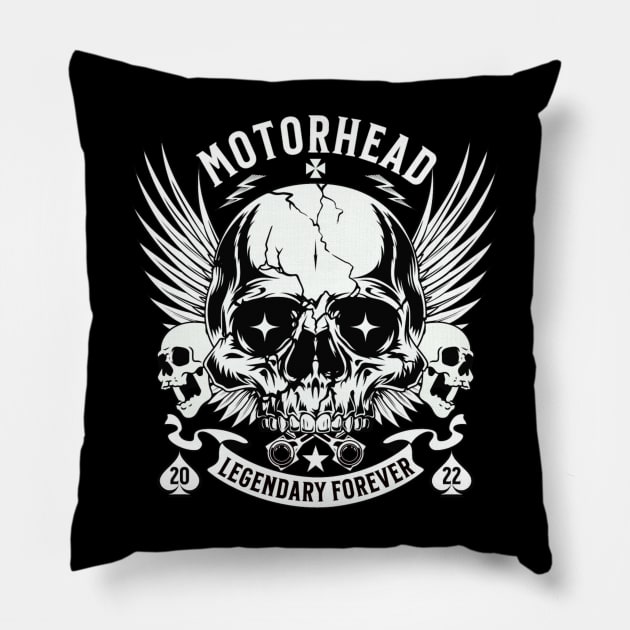 skull motorhead forever retro Pillow by girls store