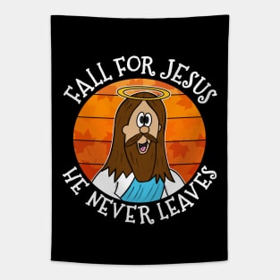 Fall For Jesus He Never Leaves Autumn Christian Tapestry