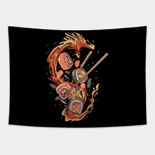 Sushi dragon japanese culture Tapestry