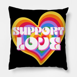 Support Love Rainbow Heart LGBT Equality Pillow