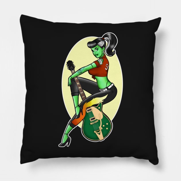 Rockabilly Bride Pillow by Becca Whitaker