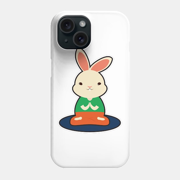 Rabbit at Yoga on Yoga mat Phone Case by Markus Schnabel
