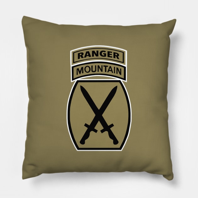 10th Mountain Division Ranger Brown Tab Pillow by Trent Tides
