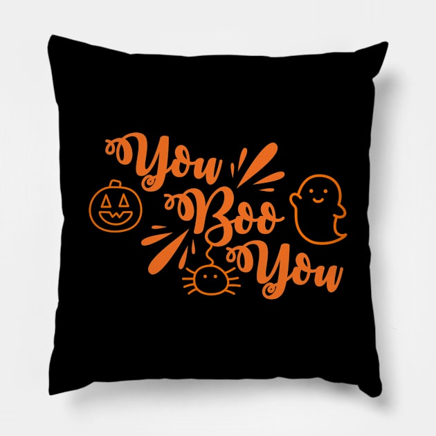 You BOO You Halloween Friends Pillow by UndrDesertMoons