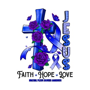 Brachial Plexus Injuries Awareness - Jesus Cross ribbon Faith T-Shirt