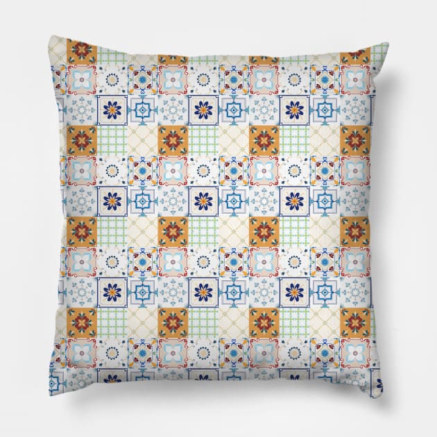 Azulejo #2 - vector Portuguese Moorish pattern Pillow by GreekTavern