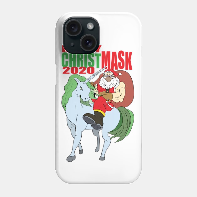 Muscle Santa Blue Riding Unicorn Phone Case by YasudaArt