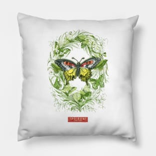 Green Paradise with Exotic Butterfly Pillow