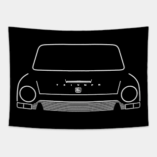 Triumph 1300 classic 1960s British car white outline graphic Tapestry