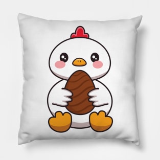 Cute Chicken With Chocolate Easter Egg Pillow