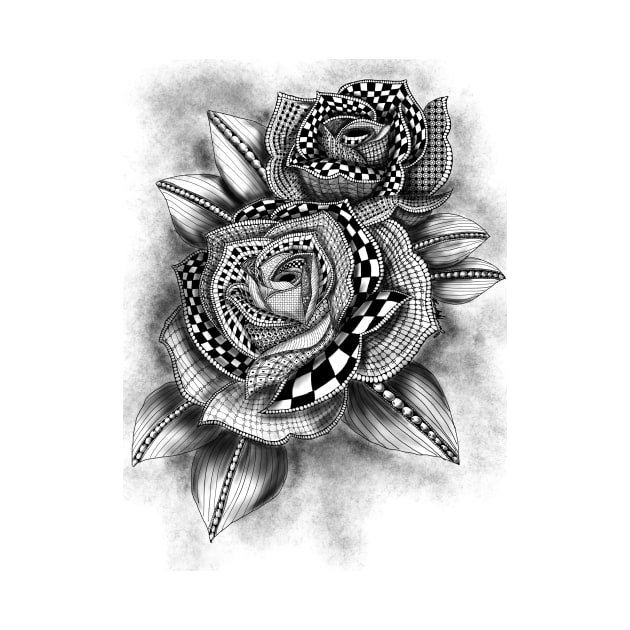 Tattoo Rose Greyscale by BHDigitalArt