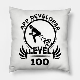 Level 100 App Developer Funny Programmer Gift Pillow