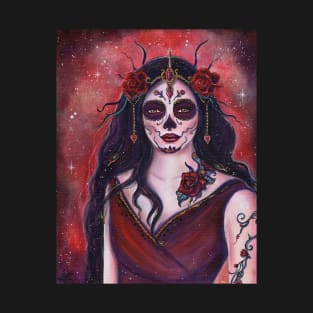 Day of the dead valentine art By Renee Lavoie T-Shirt