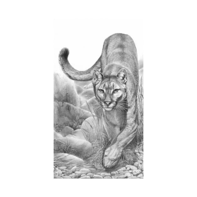 Stealth cougar mountain lion panther drawing by Mightyfineart