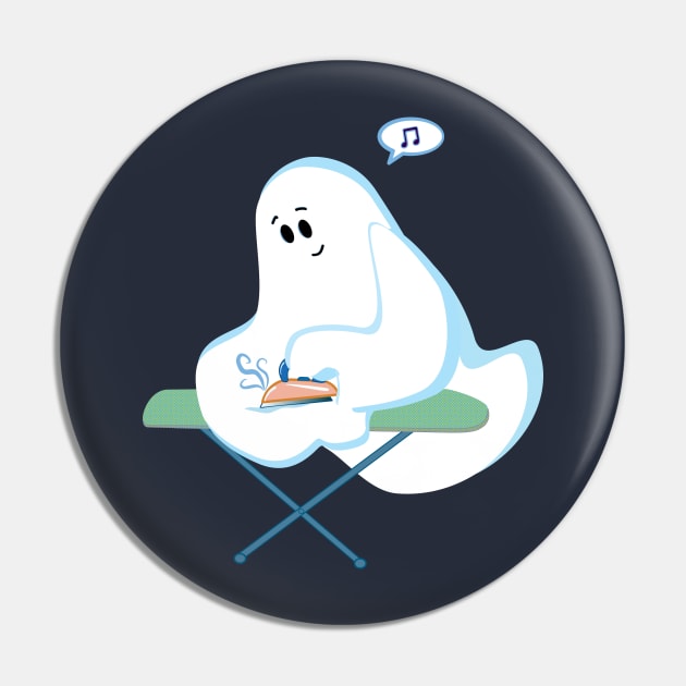 Cute Ghost Irons His Wrinkles For Halloween Pin by brodyquixote