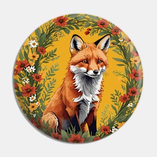 Mississippi Red Fox Surrounded By Tickseed Flowers 2 Pin