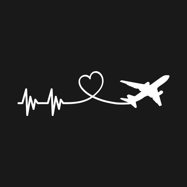 Airplane Pilot Heartbeat Airplane Aviation Gift Flying Pilot T-Shirt by maazbahar