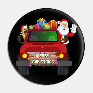 Merry Christmas German Shepherd Santa Claus On Truck Pin