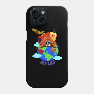 Funny sloth lying Jet lagged on the globe Phone Case