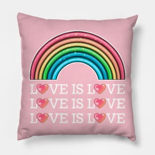 love is love rainbow (white text) Pillow