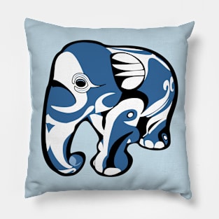 Indo Elephants Blu Pillow