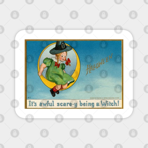 Vintage Halloween Cute Witch Magnet by RetroSalt